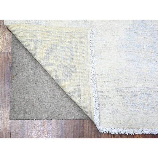 Oushak And Peshawar Wool Hand Knotted Rug Ivory Gray 4.1X5.8 -O074788