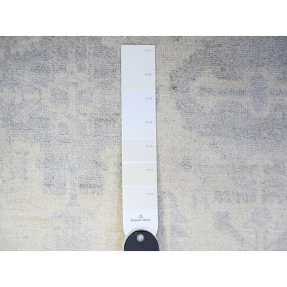 Oushak And Peshawar Wool Hand Knotted Rug Ivory Gray 4.1X5.8 -O074788