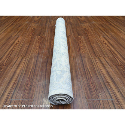Oushak And Peshawar Wool Hand Knotted Rug Ivory Gray 4.1X5.8 -O074788