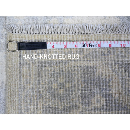 Oushak And Peshawar Wool Hand Knotted Rug Ivory Gray 4.1X5.8 -O074788