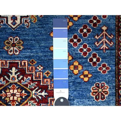 Kazak Wool Hand Knotted Rug Blue Ivory 4.0X11.6 -O074793