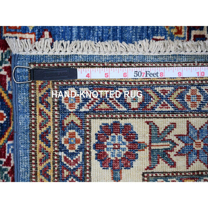 Kazak Wool Hand Knotted Rug Blue Ivory 4.0X11.6 -O074793