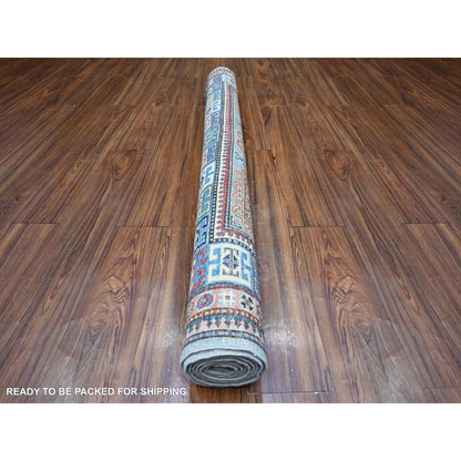 Kazak Wool Hand Knotted Rug Blue Blue 4.11X7.2 -O074799