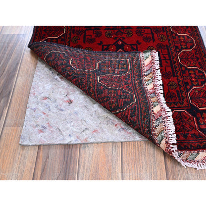 Tribal & Geometric Wool Hand Knotted Rug Red 1.10x5.0 -O0747