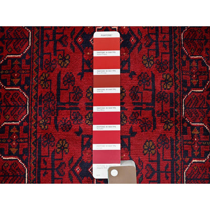 Tribal & Geometric Wool Hand Knotted Rug Red 1.10x5.0 -O0747