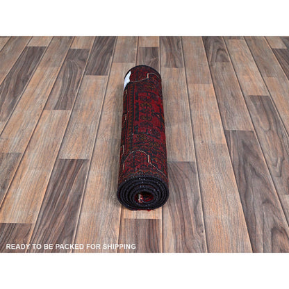 Tribal & Geometric Wool Hand Knotted Rug Red 1.10x5.0 -O0747