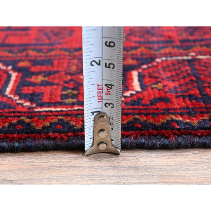 Tribal & Geometric Wool Hand Knotted Rug Red 1.10x5.0 -O0747