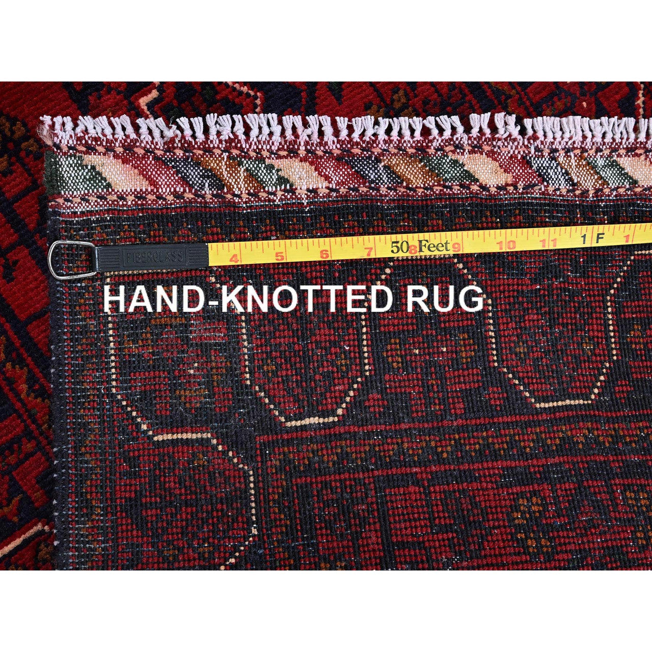 Red 1'10" x 5'0" Tribal & Geometric Hand knotted Wool Rug - Sku: O0747