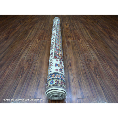 Kazak Wool Hand Knotted Rug Grey Pomelo White 5.9X7.10 -O074800