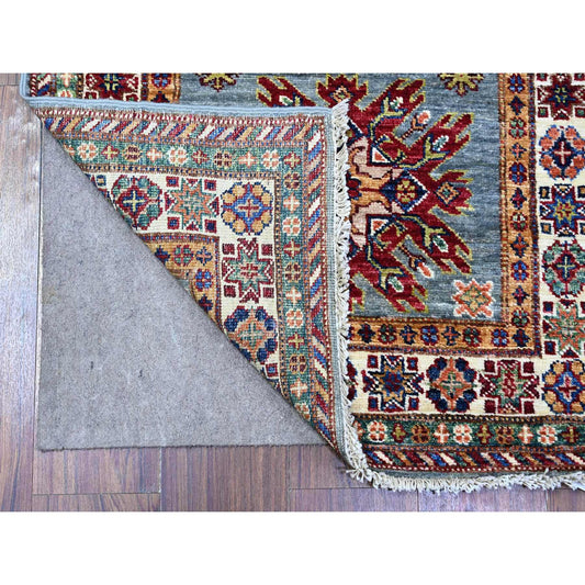 Kazak Wool Hand Knotted Rug Grey Ivory 2.7X8.2 -O074803