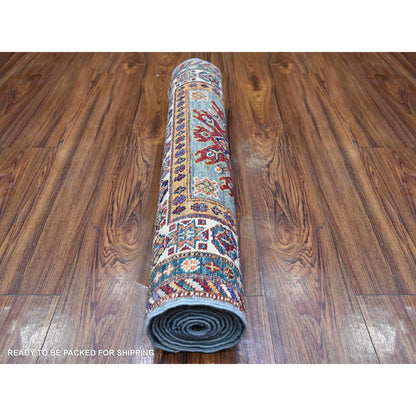 Kazak Wool Hand Knotted Rug Grey Ivory 2.7X8.2 -O074803