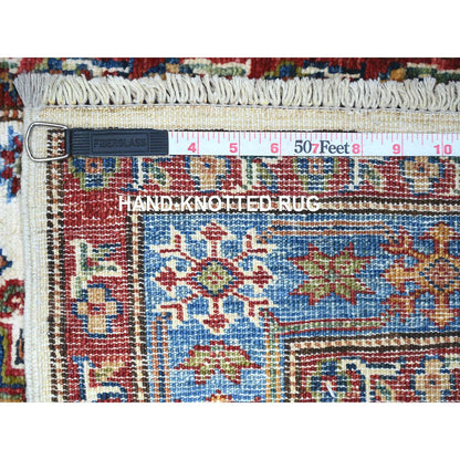 Kazak Wool Hand Knotted Rug Ivory Blue 2.7X12.10 -O074812