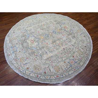 Oushak And Peshawar Wool Hand Knotted Rug Grey Gray 8.0X8.0 -O074820