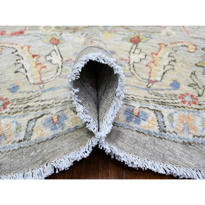 Oushak And Peshawar Wool Hand Knotted Rug Grey Gray 8.0X8.0 -O074820