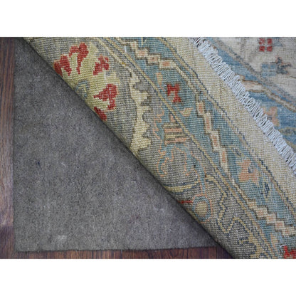 Oushak And Peshawar Wool Hand Knotted Rug Ivory Gray 7.11X8.0 -O074821