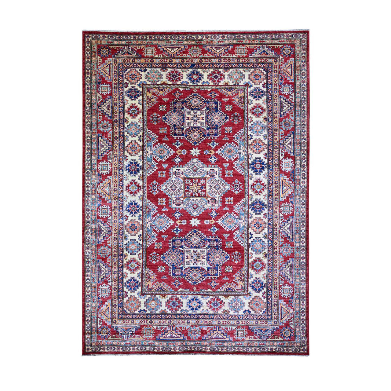 Red 7'0" x 9'11" Tribal & Geometric Vista Hand knotted Wool Rug - Sku: O074823