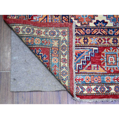 Tribal & Geometric Wool Hand Knotted Rug Red Vista White 7.0X9.11 -O074823