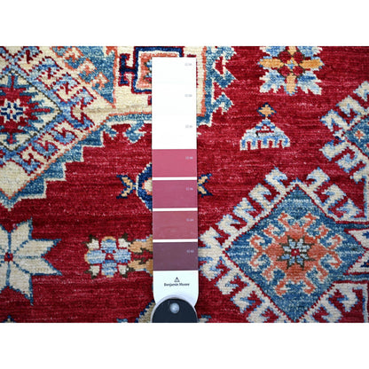 Tribal & Geometric Wool Hand Knotted Rug Red Vista White 7.0X9.11 -O074823