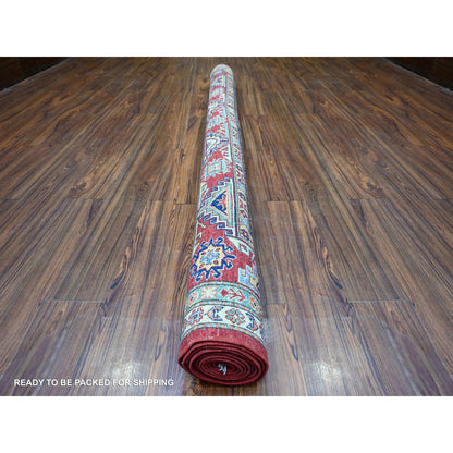 Tribal & Geometric Wool Hand Knotted Rug Red Vista White 7.0X9.11 -O074823