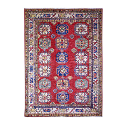 Tribal & Geometric Wool Hand Knotted Rug Red Ivory 6.11X9.8 -O074825