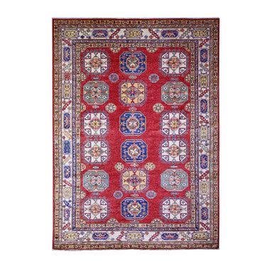 Tribal & Geometric Wool Hand Knotted Rug Red Ivory 6.11X9.8 -O074825
