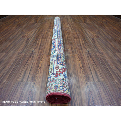 Tribal & Geometric Wool Hand Knotted Rug Red Ivory 6.11X9.8 -O074825