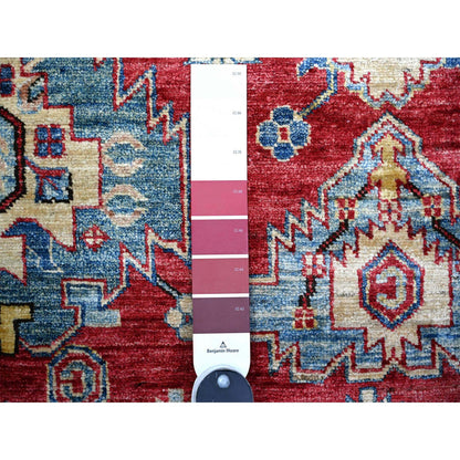 Tribal & Geometric Wool Hand Knotted Rug Red Snow Drift Ivory 6.9X9.9 -O074826