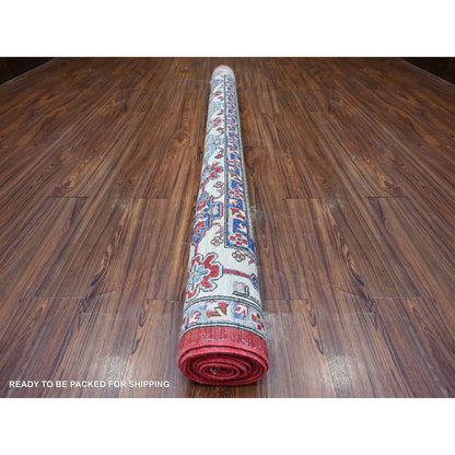 Tribal & Geometric Wool Hand Knotted Rug Red Snow Drift Ivory 6.9X9.9 -O074826
