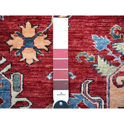 Tribal & Geometric Wool Hand Knotted Rug Red Ivory 7.0X9.8 -O074828