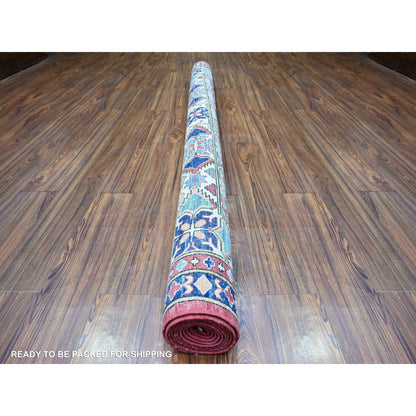 Tribal & Geometric Wool Hand Knotted Rug Red Ivory 7.0X9.8 -O074828