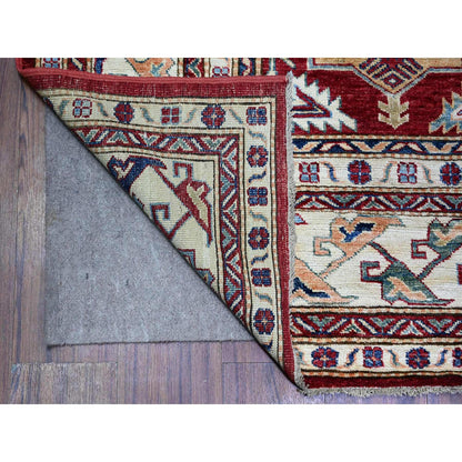 Tribal & Geometric Wool Hand Knotted Rug Red Ivory 6.11X9.11 -O074829