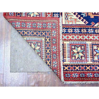 Tribal & Geometric Wool Hand Knotted Rug Red Ivory 5.8X8.1 -O074836
