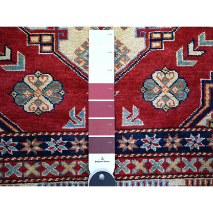 Tribal & Geometric Wool Hand Knotted Rug Red Ivory 5.8X8.1 -O074836