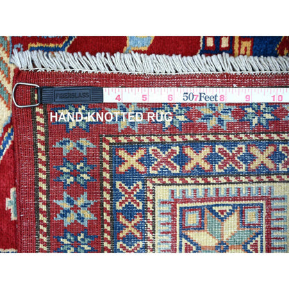 Tribal & Geometric Wool Hand Knotted Rug Red Ivory 5.8X8.1 -O074836