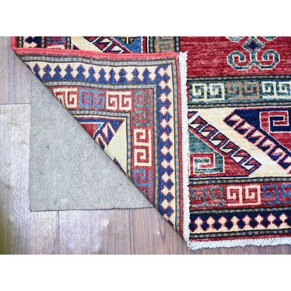 Tribal & Geometric Wool Hand Knotted Rug Ivory Red 5.9X8.0 -O074839