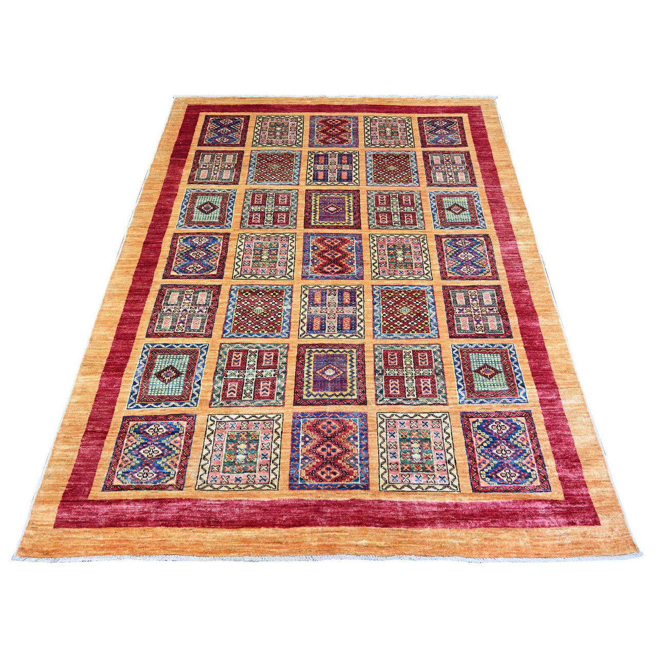 Brown 4'10" x 6'3" Tribal & Geometric Hand knotted Wool Rug - Sku: O074841