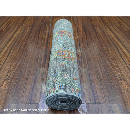 Transitional Wool Hand Knotted Rug Grey No Border 2.5X11.2 -O074852