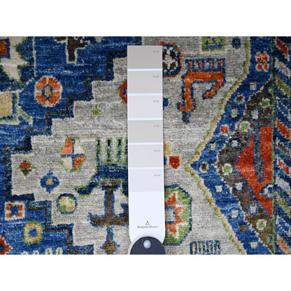Tribal & Geometric Wool Hand Knotted Rug Grey Gray 4.1X6.2 -O074854