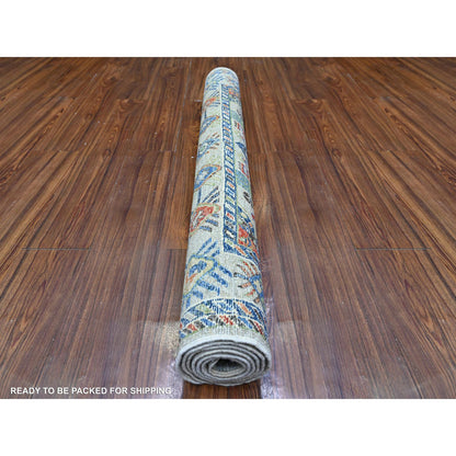 Tribal & Geometric Wool Hand Knotted Rug Grey Gray 4.1X6.2 -O074854