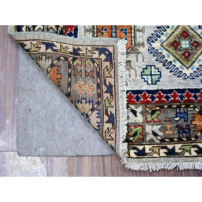 Tribal & Geometric Wool Hand Knotted Rug Grey Gray 3.11X5.11 -O074858