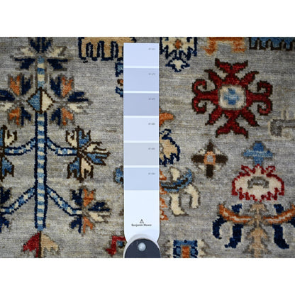 Tribal & Geometric Wool Hand Knotted Rug Grey Gray 3.11X5.11 -O074858