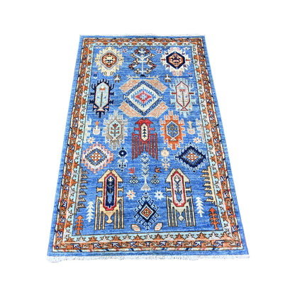 Tribal & Geometric Wool Hand Knotted Rug Blue Blue 3.2X5.0 -O074862