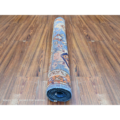 Tribal & Geometric Wool Hand Knotted Rug Blue Blue 3.2X5.0 -O074862