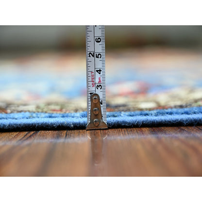 Tribal & Geometric Wool Hand Knotted Rug Blue Ivory 3.0X5.2 -O074864