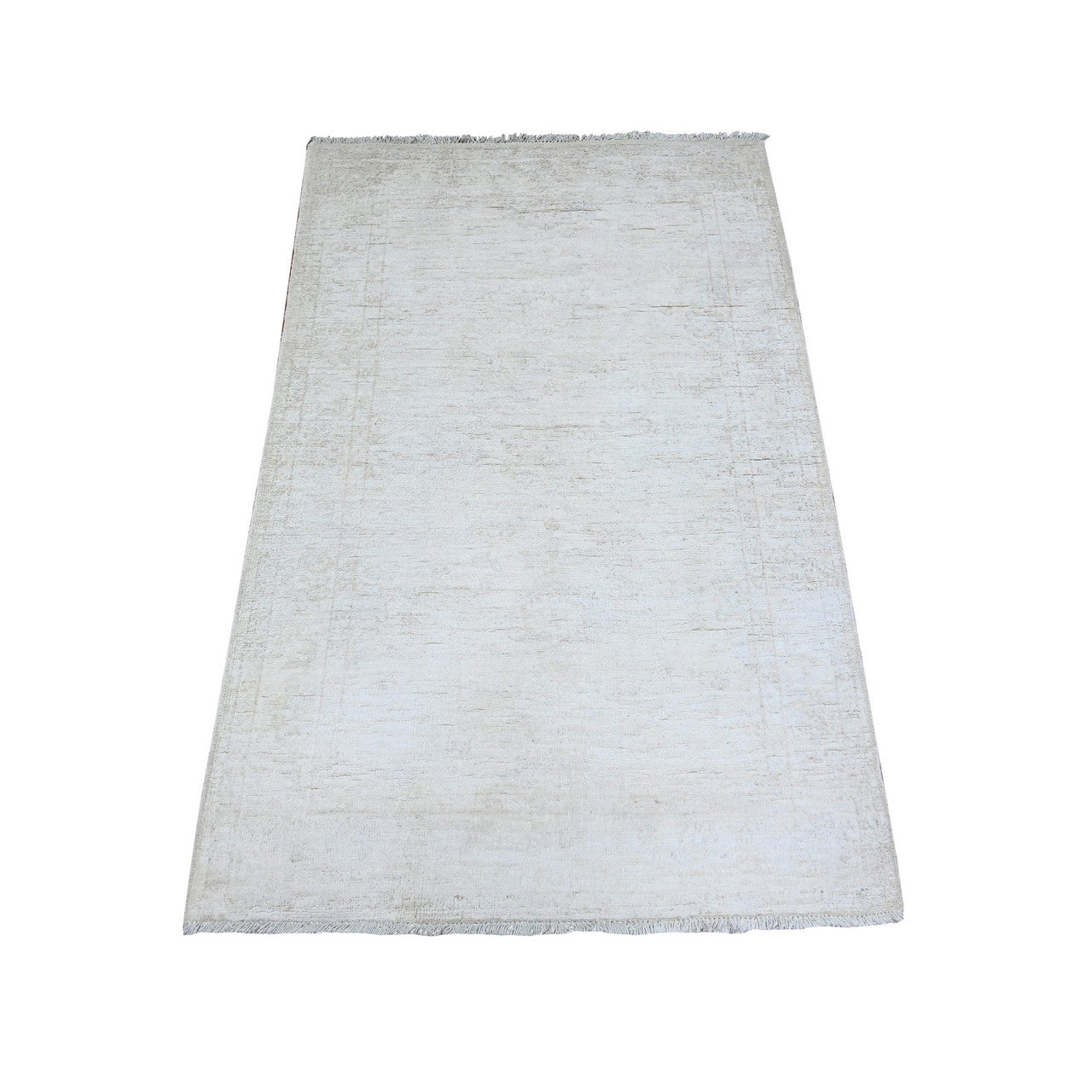Oushak And Peshawar Wool Hand Knotted Rug Ivory Ivory 3.0X4.9 -O074871