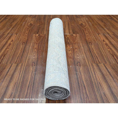 Oushak And Peshawar Wool Hand Knotted Rug Grey Glossy Gray 2.10X5.3 -O074872