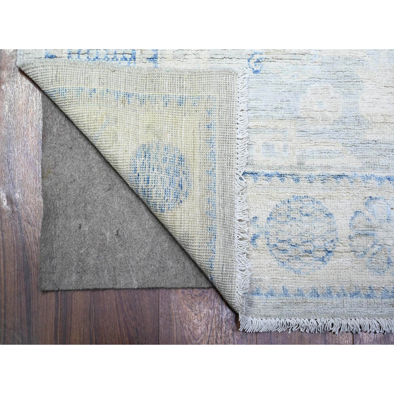 Gray 3'11" x 12'1" Khotan and Samarkand Hand knotted Wool Rug - Sku: O074877
