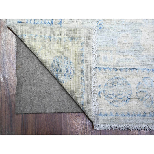 Khotan and Samarkand Wool Hand Knotted Rug Grey Ivory 3.11X12.1 -O074877