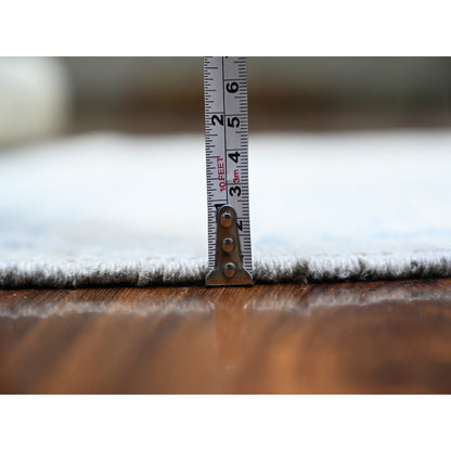 Khotan and Samarkand Wool Hand Knotted Rug Grey Ivory 3.11X12.1 -O074877