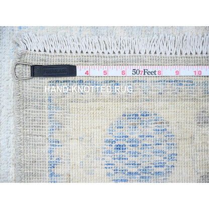 Khotan and Samarkand Wool Hand Knotted Rug Grey Ivory 3.11X12.1 -O074877